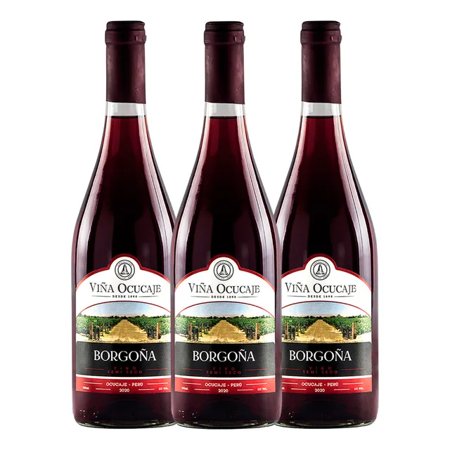 Pack X3 Vino Borgoña Ocucaje 750 Ml