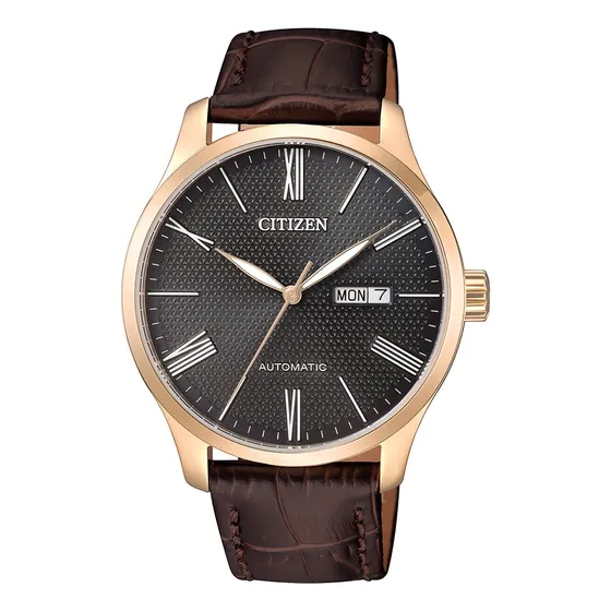 Relógio Citizen Automático Masculino Nh8353-00h / Tz20804p Cor da correia Marrom Cor do bisel Rosê Cor do fundo Grafite texturizado