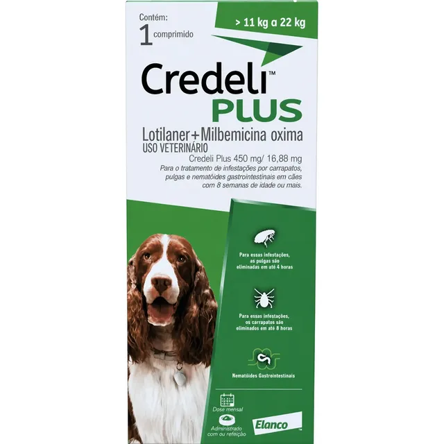 Antipulgas Elanco Credeli Plus Para Cães De 11 A 22 Kg