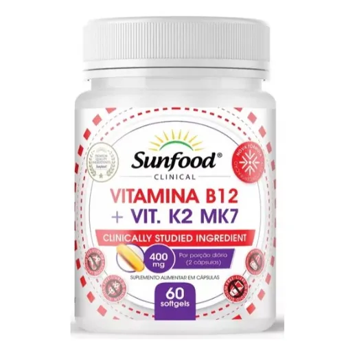 Vitamina B12 + Vitamina K2 Mk7 - 60 Caps - Sunfood Clinical Sabor Without flavor