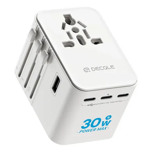 Universal Travel Adapter Momax 70w Gan W/ 3 Usb-c & 2 Usb-a