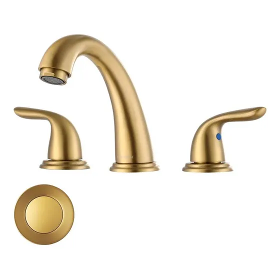 Griferia Grupo Lavamanos Lujo Inox Oro Cepillado C/drenaje