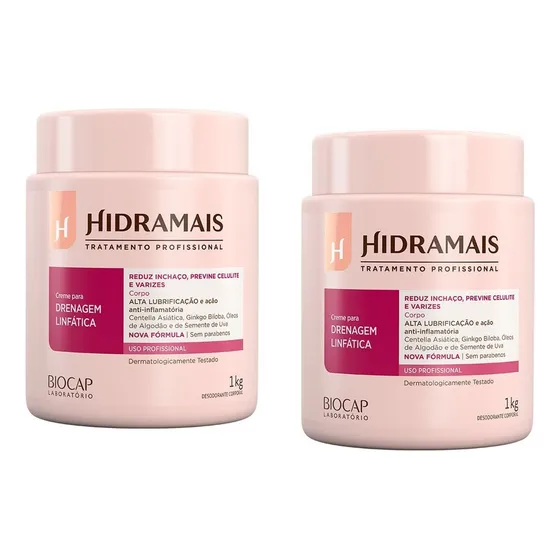 Kit 2x Creme Drenagem Linfática Hidramais 1kg Nova Fórmula Tipo de embalagem Pote