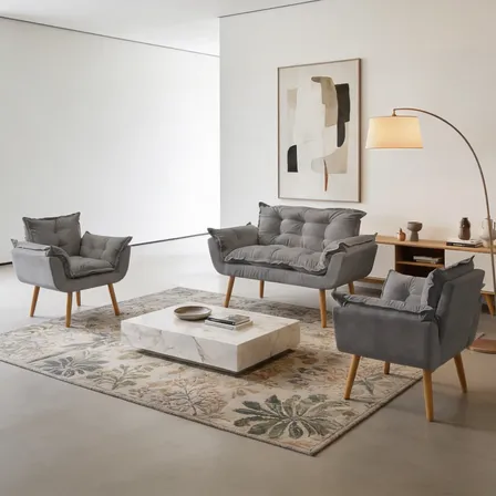 Kit Namoradeira Decorativa + 2 Poltronas De Amamentação