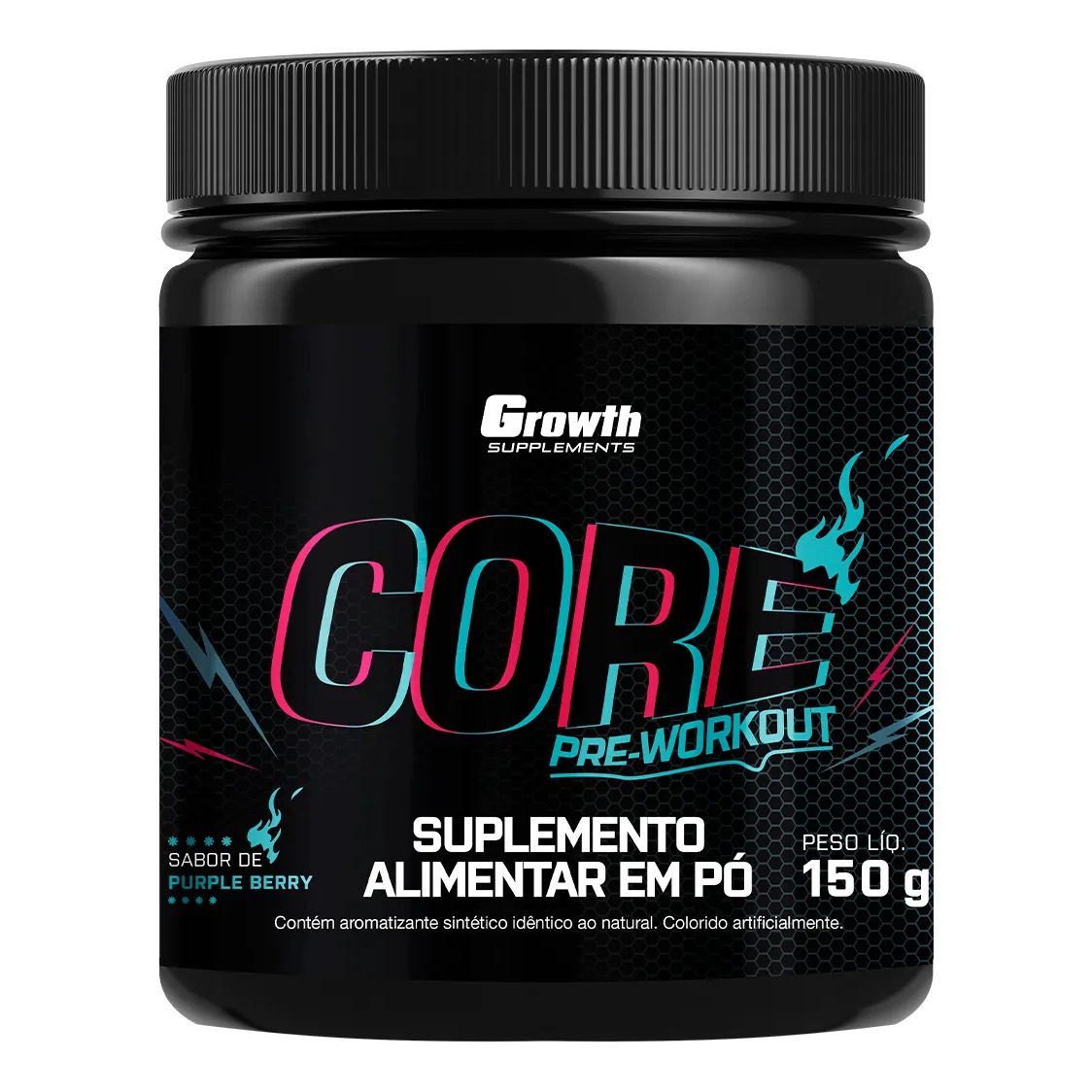 Pre Treino Core Growth Supplements 150g Sabor Purple Berry