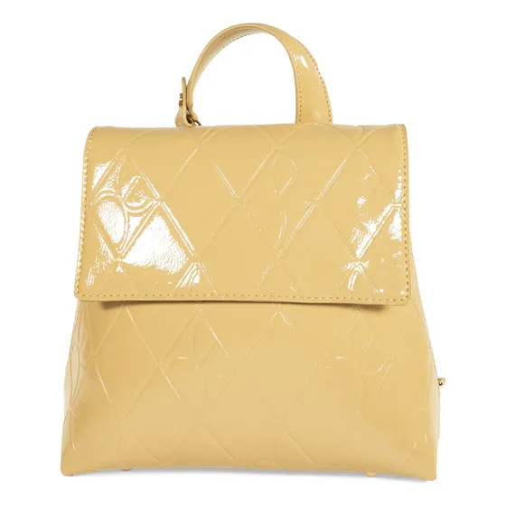 Mochila Cloe Para Mujer Chica Charol Color Marrón Claro