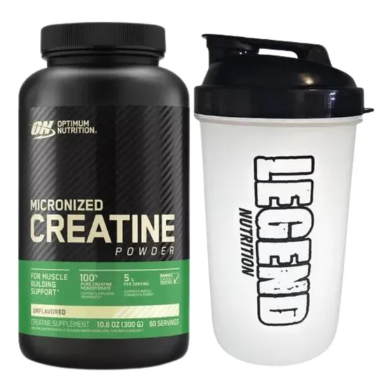 On Optimum Nutrition Creatina Micronizada Suplemento En Polvo Pote 300g Vaso Legend Nutrition 600ml