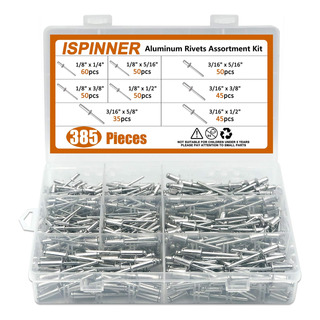 Ispinner 385 Remaches Ciegos De Aluminio De 8 Tamaños, Kit S Ispinner 385 Remaches Ciegos De Aluminio De 8 Tamaños, Kit S