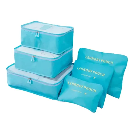 Kit Organizador De Mala Viagem Necessaire Saquinhos 6 Peças Cor Azul-claro Baluma Shop