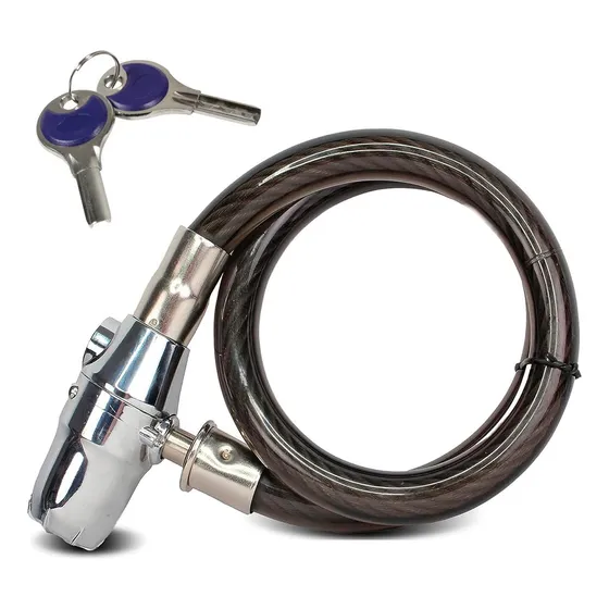 Candado Linga Tipo Piton Acero Cadena Moto Bici + Alarma Color Negro Dr6100 Raitot