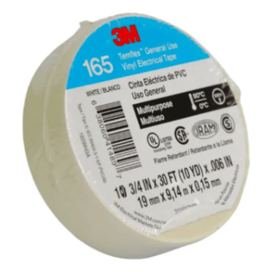 Cinta Aisladora 3m Temflex 165 19 Mm X 9 M Blanca