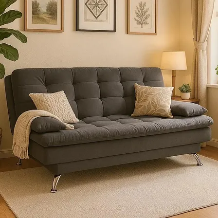 Sofá-cama 3 Lugares Casal Premium Suede Cinza