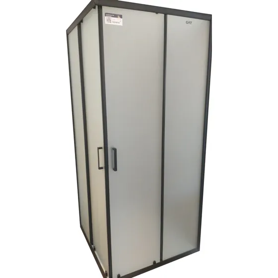 Mampara Gorena Box De Ducha York 80cm Cabina Recta S/base Armazón Negro Panel Esfumado