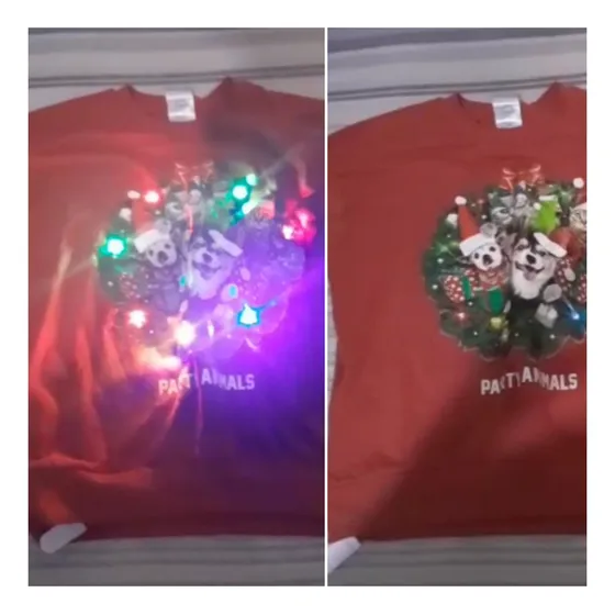 Sueter De Fiesta Animales Con Luces Navidad Talla M