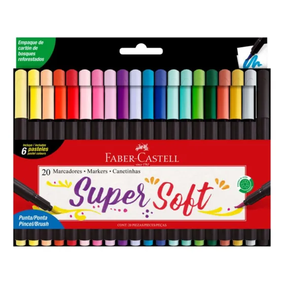 Marcadores Supersoft Punta Pincel Brush X 20 Faber-castell