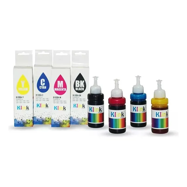 4 Botellitas INKDEPOT Compatible Con T664 Tinta Negra/amarilla/magenta/cyan
