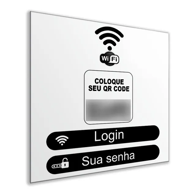 Placa Wi-fi Qr Code Senha 15x15 Cm Pvc 2 Mm Personalizada