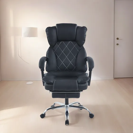 Silla Gamer En Cuero Reclinable 150° Con Reposapies Y Cojin