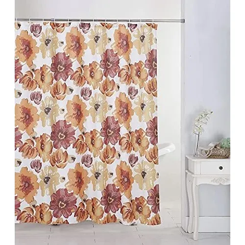 Cortina Ducha 71.7 X 71.7 in Diseño Flor Color Rojo