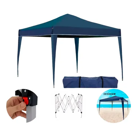Tenda Gazebo 3x3 Barraca De Praia Dobrável Oz Line Azul