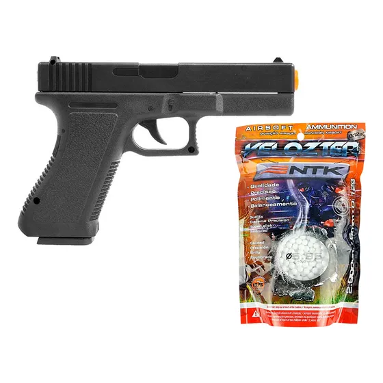 Arma De Airsoft Vigor Spring Pistola 6.0mm + 2.000 Bolinhas