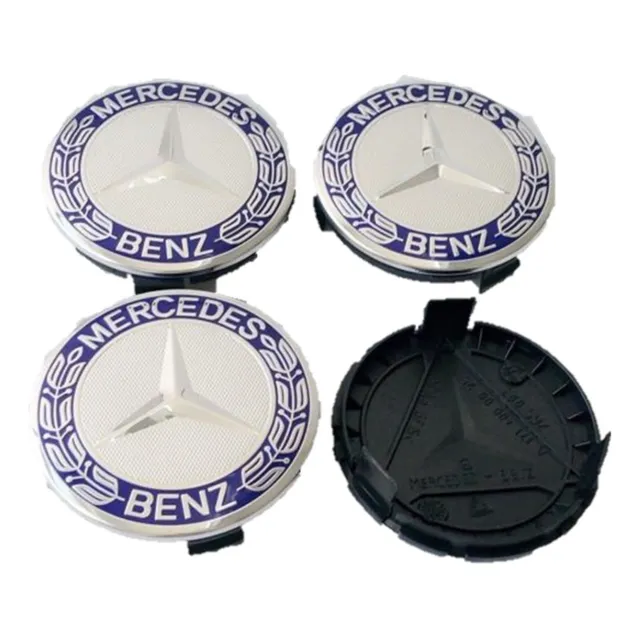 Tapa Centro Rin Emblema Mercedes Benz Laurel 75mm Azul X4