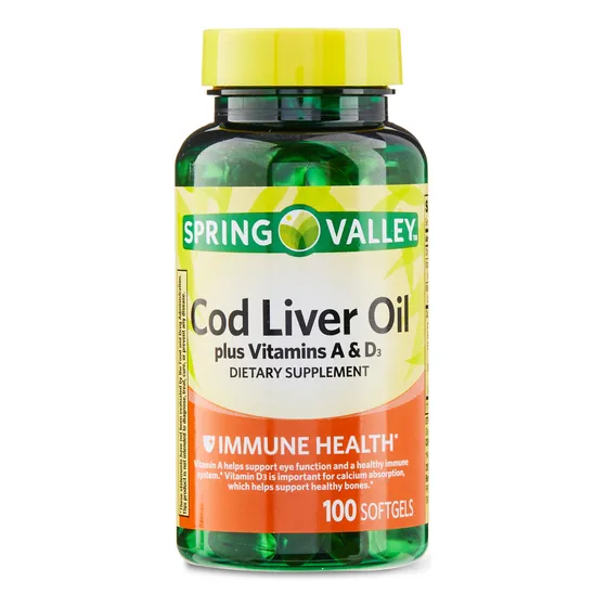 Aceite De Hígado De Bacalao Plus Vit A Y D3 Spring Valley 10
