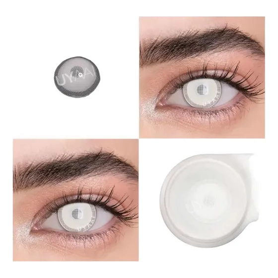 Pupilentes Blancos Efecto Ciego Con Malla En Pupila Hinata