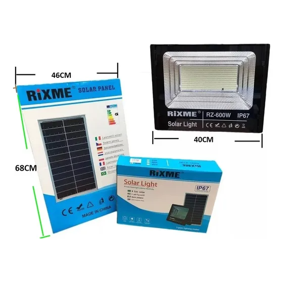 Foco Led Con Panel Solar 600w Ip67 Carcasa Negro Luz Blanco cálido