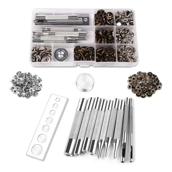 Kit 250pcs Botón Metal Broche Remache Presión Snap Kam