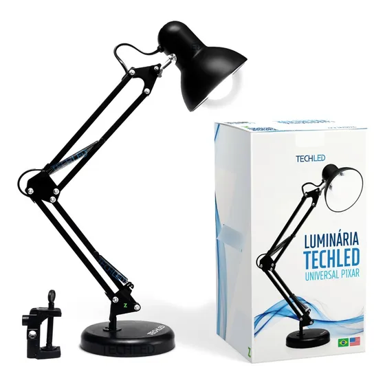 Luminária Mesa Articulável Garra Base Escritório Leitura