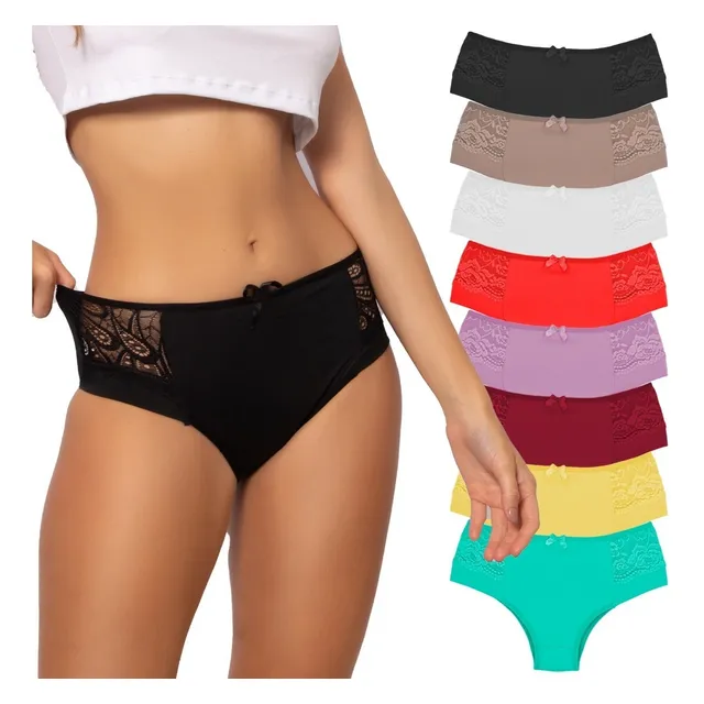 Kit 10 Calcinhas Cós Alto Detalhes Em Renda Lingerie