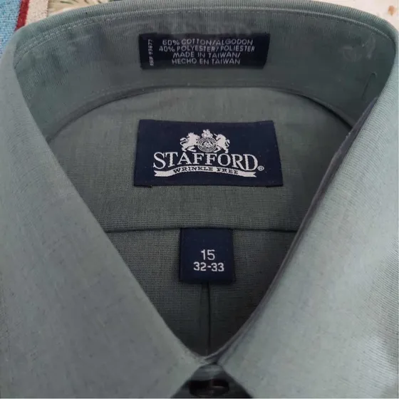Camisa Statfford Wrinkle Free Manga Larga 15 32/33 Azul Verd
