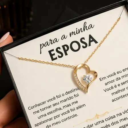 Colar Presente Para Esposa Banhado A Ouro 18k Com Mensagem
