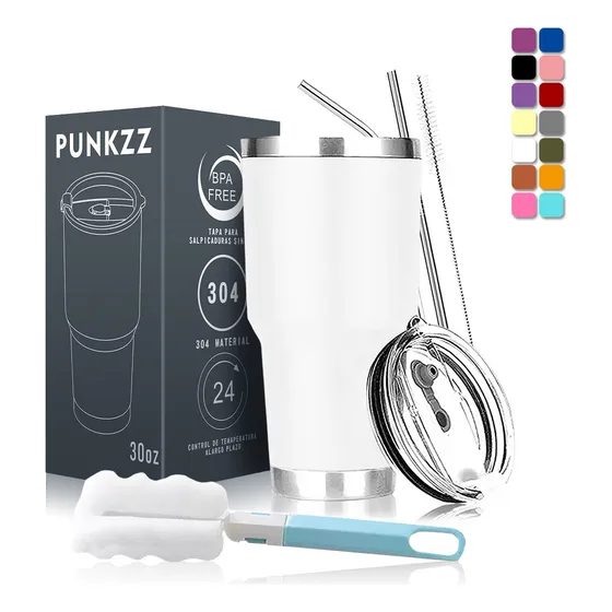 Vaso Térmico De 30oz Acero Inoxidable Con Popote Y Cepillo