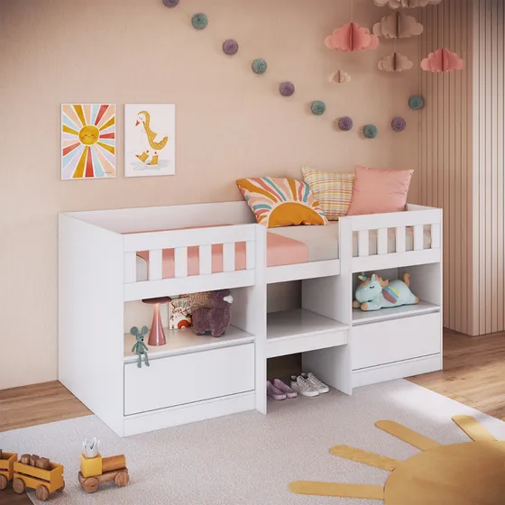 Cama Alta 2 Puertas 1 Pza Hoga Bela Blanco