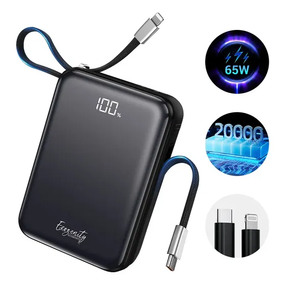 Powerbank 65w 20000mah Pb Carregamento Rápido 2 Tipos De Cab