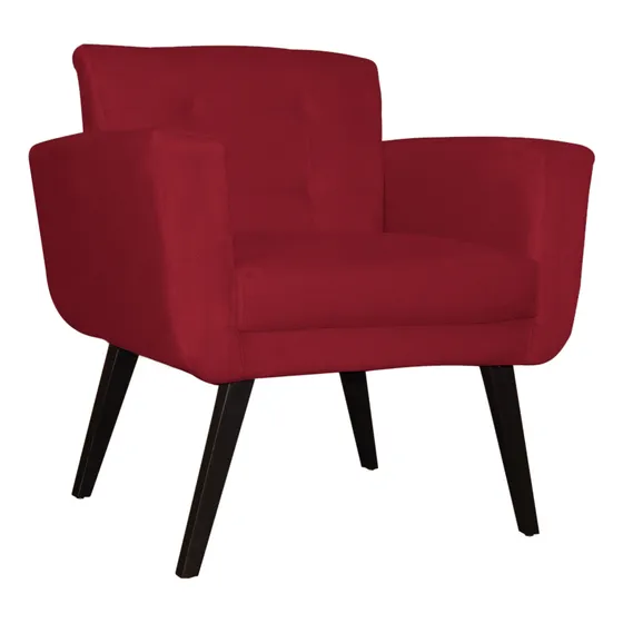 Poltrona Decorativa Geovana Pés Palito Tabaco Cores - Suede Cor Vermelho