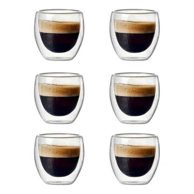 Pack 6 Vasos De Vidrio Doble Pared Té Café Sin Asa 250ml