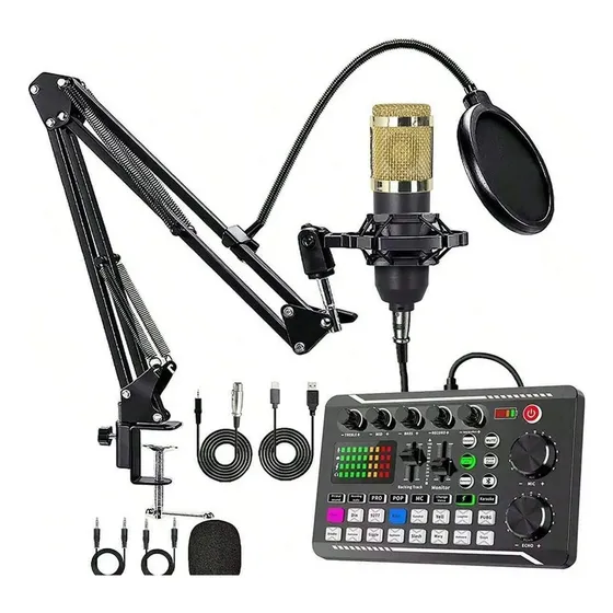 Kit De Microfone Condensador Dobb Com Mixer Para Podcast 5v