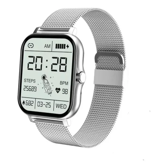Reloj Inteligente Hombre Mujer Bluetooh Plateado
