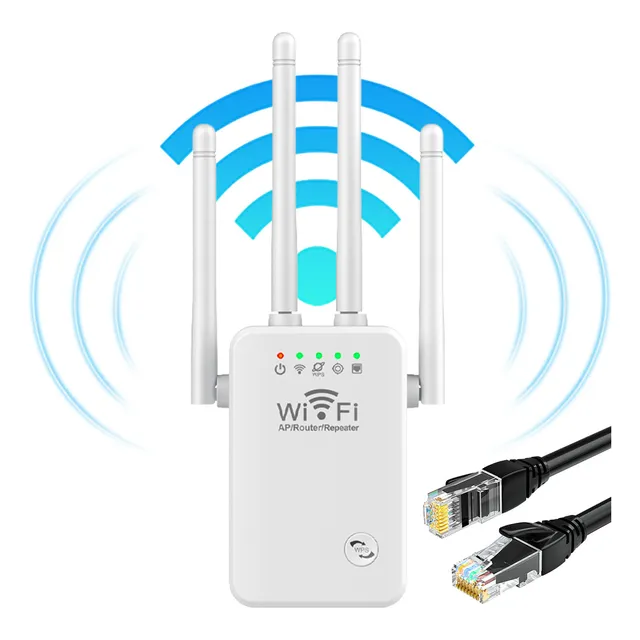 Casa De Los Deseos Repetidor Amplificador De Señal Wifi Router Inalámbrico 4 Antena Extensor De Señal Wifi Mx-034 Blanco Genérica