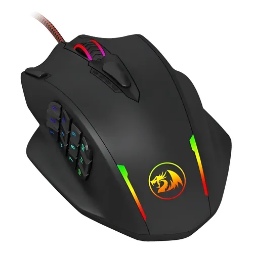 Mouse Gamer Redragon Impact M908 Rgb 12400dpi Usb 18 Botoes Preto