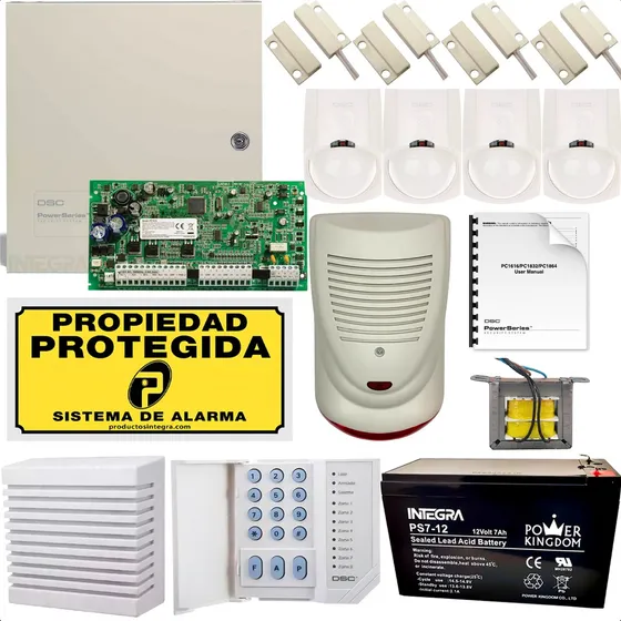 Kit 4 Casa Alarma Dsc Central Pc585 Sensor Sirena Casa