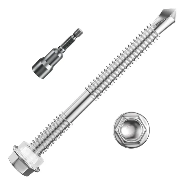 Tornillos Autoperforantes Hexagonales #14 X 3  De Acero Inox