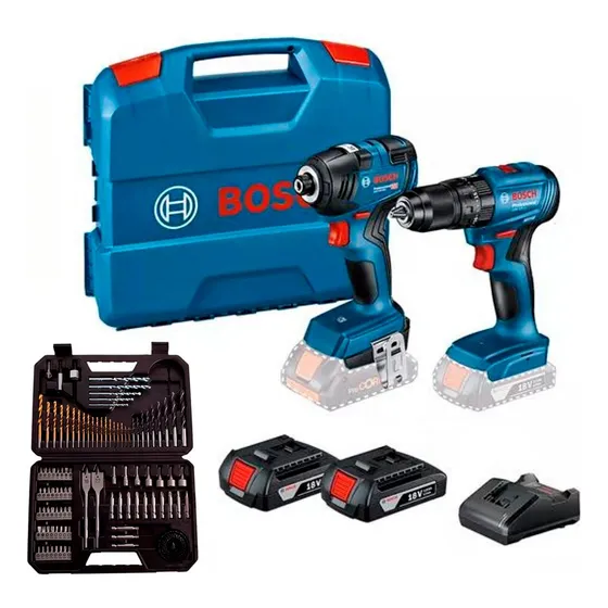 Taladro Gsb185 + Llave Impacto Gdr18v-200 + Set 103 Pz Bosch