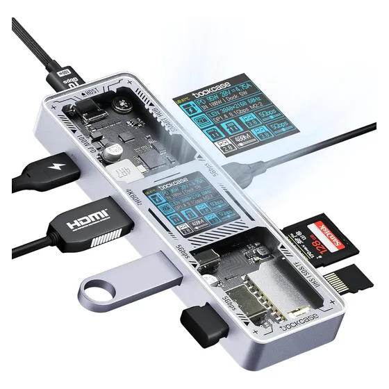 Hub Dockcase Explorer Visual Smart Usb (7 En 1) Con Pantalla