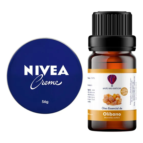 Kit Óleo De Olíbano Da Índia 100% Puro + Creme Nívea Pele Fragrância Olíbano e Creme
