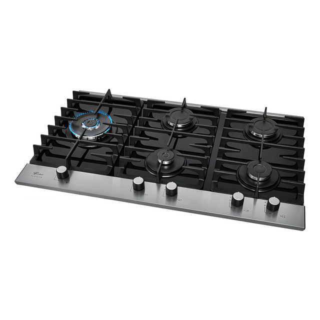 Cooktop A Gás Tripla Chama Fischer Vidro 5 Bocas Platinium Cooktop A Gás Tripla Chama Fischer Vidro 5 Bocas Platinium