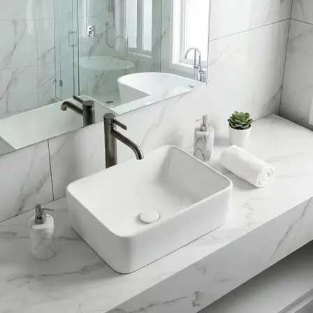 Cuba De Apoio Lavabo Moderno Cerâmica Branca 40x30 Cm Branco